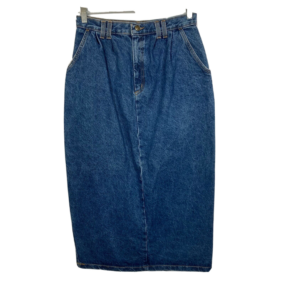 VTG Vivaldi‎ Jeanswear Skirt Womens Sz 10 Blue Cotton Long Pencil Denim Pocket